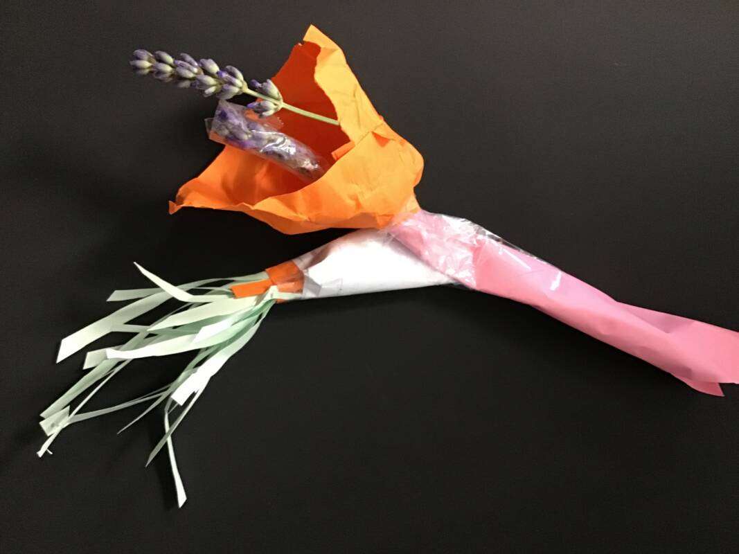Colourful paper flower arrangement