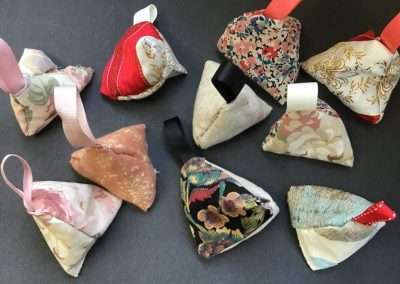 Colourful fabric triangle-shaped ornaments